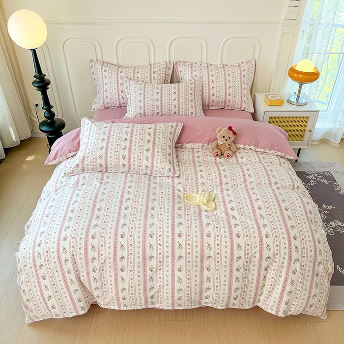 91家纺网 家纺一手货源 找家纺 总1 卡普二店 纯棉全棉四件套13070喷气床单款床笠款三件套