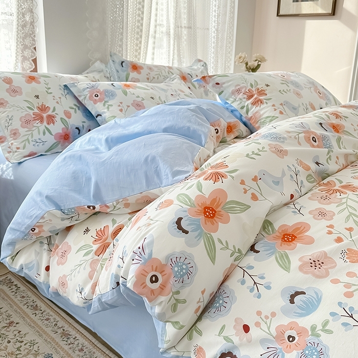 91家纺网 家纺一手货源 找家纺 总1 卡普二店 纯棉全棉四件套13070喷气床单款床笠款三件套