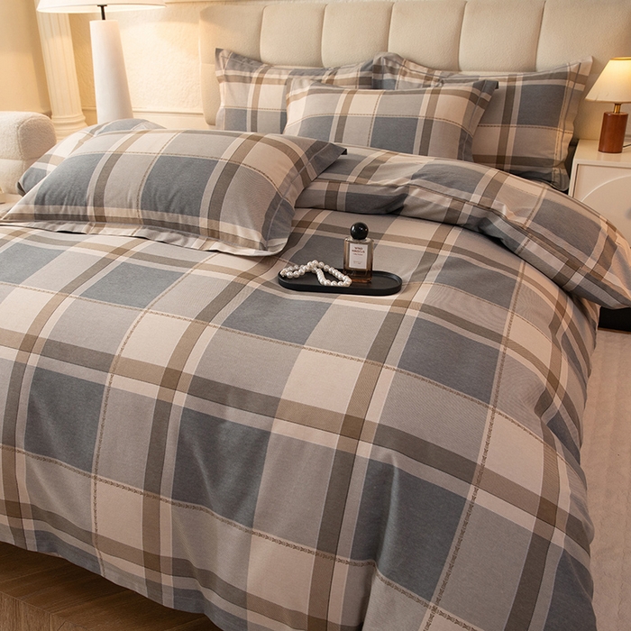 91家纺网 家纺一手货源 找家纺 磨毛世家家纺 2025新款全棉四件套纯棉加厚生态磨毛套件北海道-咖