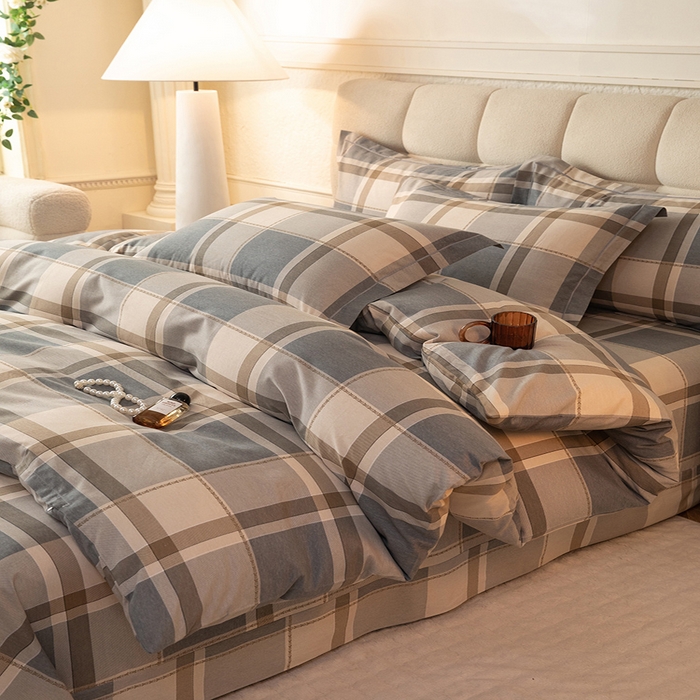 91家纺网 家纺一手货源 找家纺 磨毛世家家纺 2025新款全棉四件套纯棉加厚生态磨毛套件北海道-咖