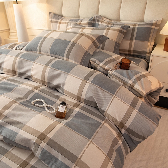 91家纺网 家纺一手货源 找家纺 磨毛世家家纺 2025新款全棉四件套纯棉加厚生态磨毛套件北海道-咖