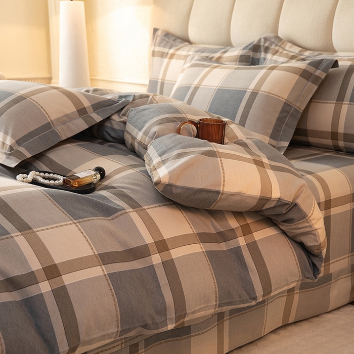 91家纺网 家纺一手货源 找家纺 磨毛世家家纺 2025新款全棉四件套纯棉加厚生态磨毛套件北海道-咖