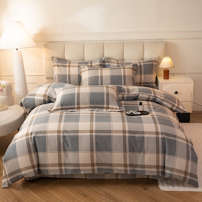 91家纺网 家纺一手货源 找家纺 磨毛世家家纺 2025新款全棉四件套纯棉加厚生态磨毛套件北海道-咖