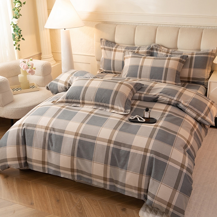 91家纺网 家纺一手货源 找家纺 磨毛世家家纺 2025新款全棉四件套纯棉加厚生态磨毛套件北海道-咖