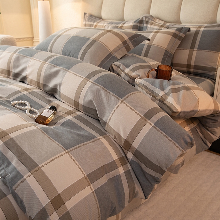 91家纺网 家纺一手货源 找家纺 磨毛世家家纺 2025新款全棉四件套纯棉加厚生态磨毛套件北海道-咖