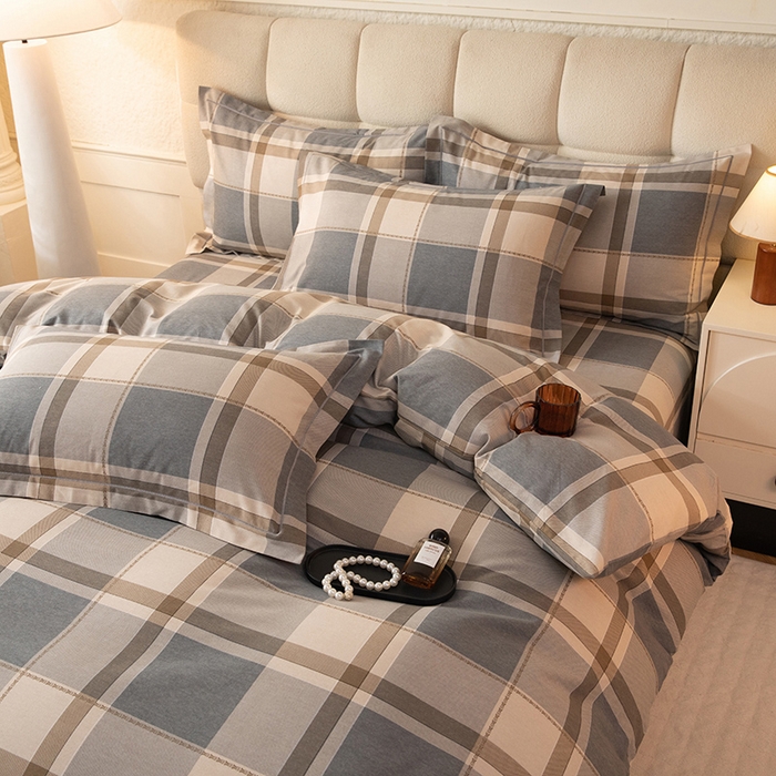 91家纺网 家纺一手货源 找家纺 磨毛世家家纺 2025新款全棉四件套纯棉加厚生态磨毛套件北海道-咖