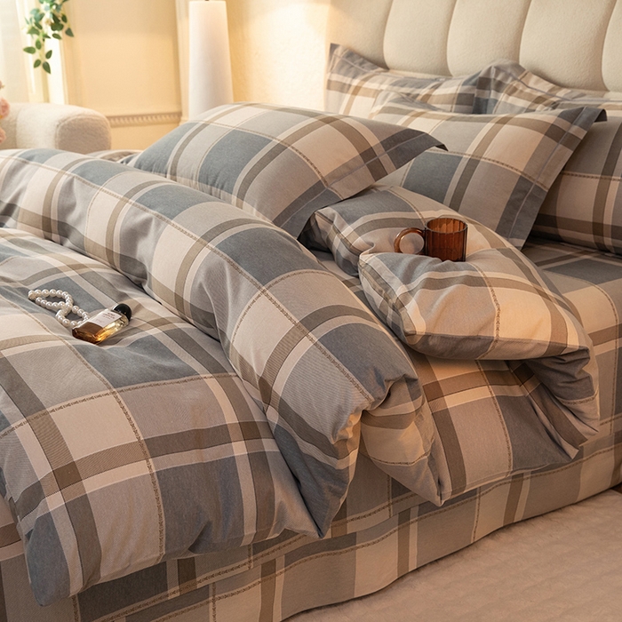 91家纺网 家纺一手货源 找家纺 磨毛世家家纺 2025新款全棉四件套纯棉加厚生态磨毛套件北海道-咖