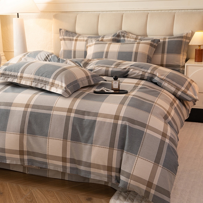 91家纺网 家纺一手货源 找家纺 磨毛世家家纺 2025新款全棉四件套纯棉加厚生态磨毛套件北海道-咖