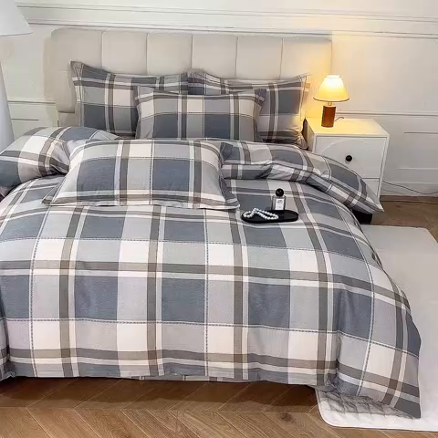 91家纺网 家纺一手货源 找家纺 磨毛世家家纺 2025新款全棉四件套纯棉加厚生态磨毛套件北海道-咖