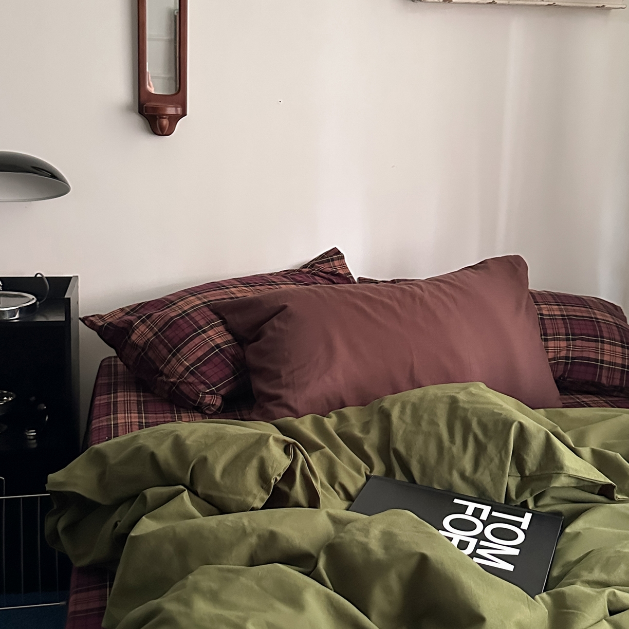 91家纺网 家纺一手货源 找家纺 柚可家居 2026新款色织水洗棉全棉四件套-一树生花 一树生花（枕套格子+拿铁）