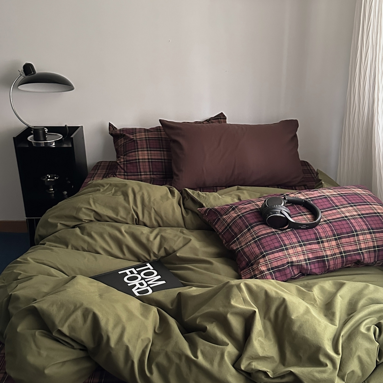 91家纺网 家纺一手货源 找家纺 柚可家居 2026新款色织水洗棉全棉四件套-一树生花 一树生花（枕套格子+拿铁）