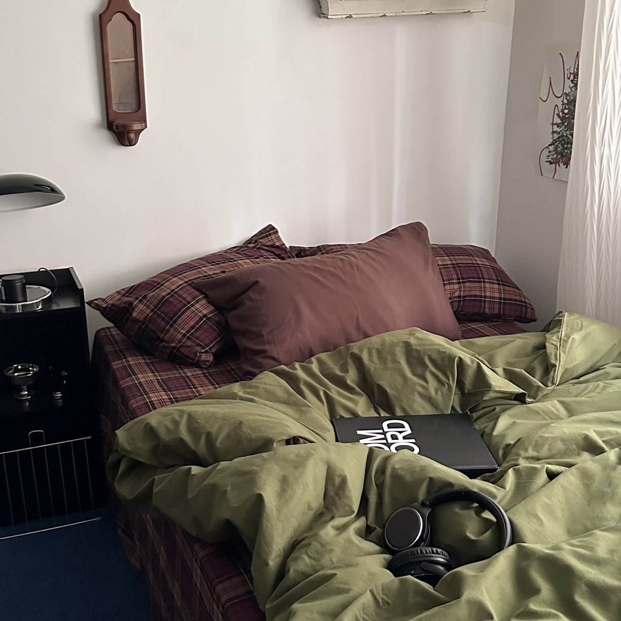 91家纺网 家纺一手货源 找家纺 柚可家居 2026新款色织水洗棉全棉四件套-一树生花 一树生花（枕套格子+拿铁）