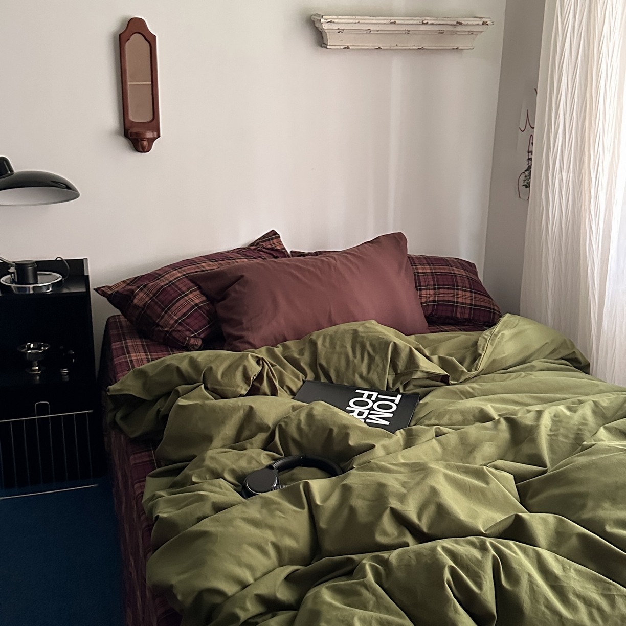 91家纺网 家纺一手货源 找家纺 柚可家居 2026新款色织水洗棉全棉四件套-一树生花 一树生花（枕套格子+拿铁）