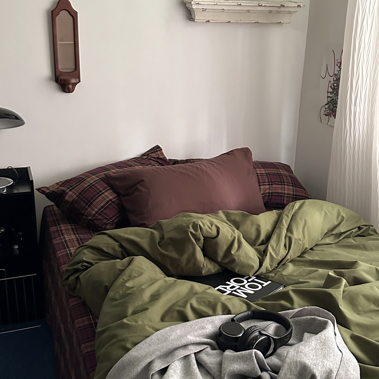 91家纺网 家纺一手货源 找家纺 柚可家居 2026新款色织水洗棉全棉四件套-一树生花 一树生花（枕套格子+拿铁）