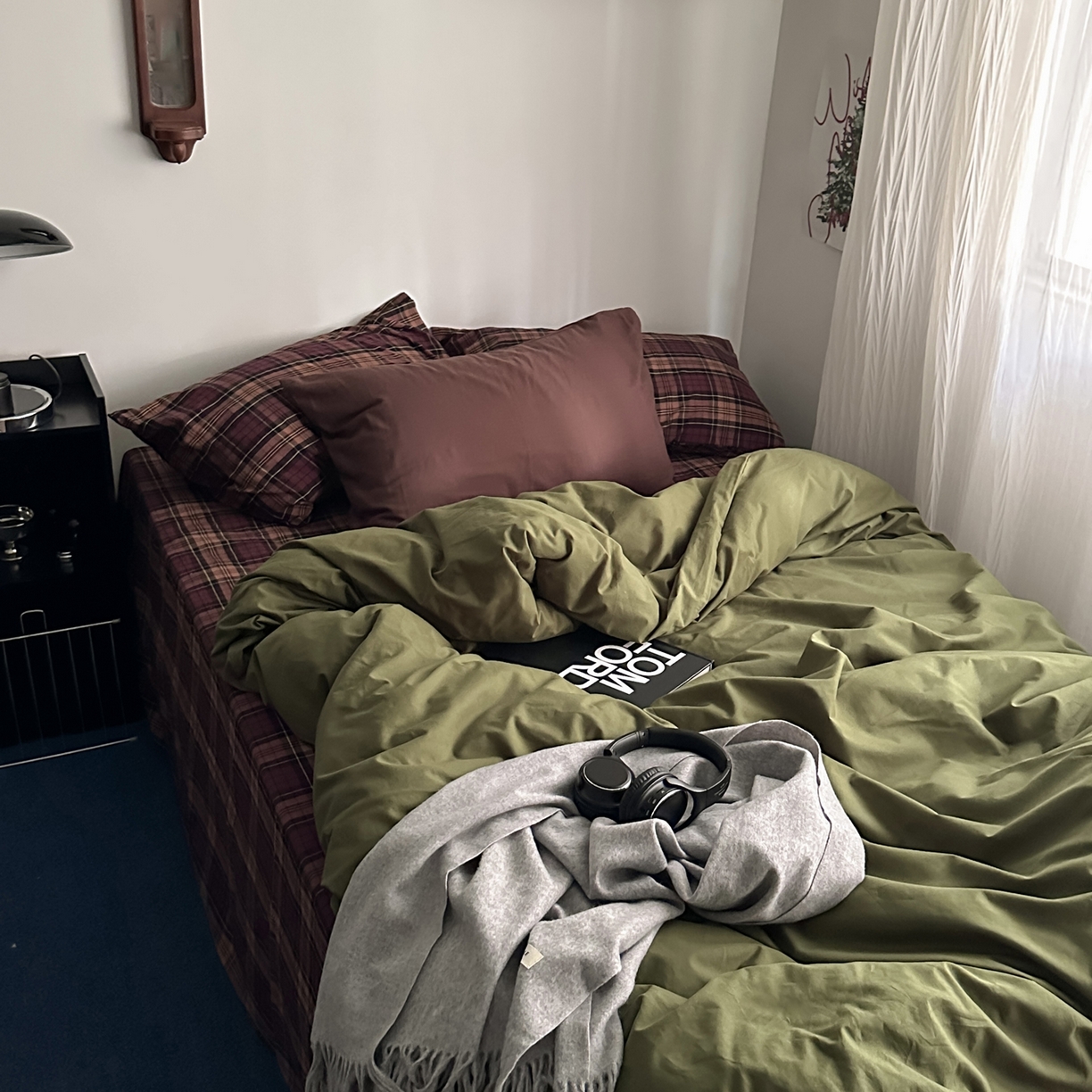 91家纺网 家纺一手货源 找家纺 柚可家居 2026新款色织水洗棉全棉四件套-一树生花 一树生花（枕套格子+拿铁）