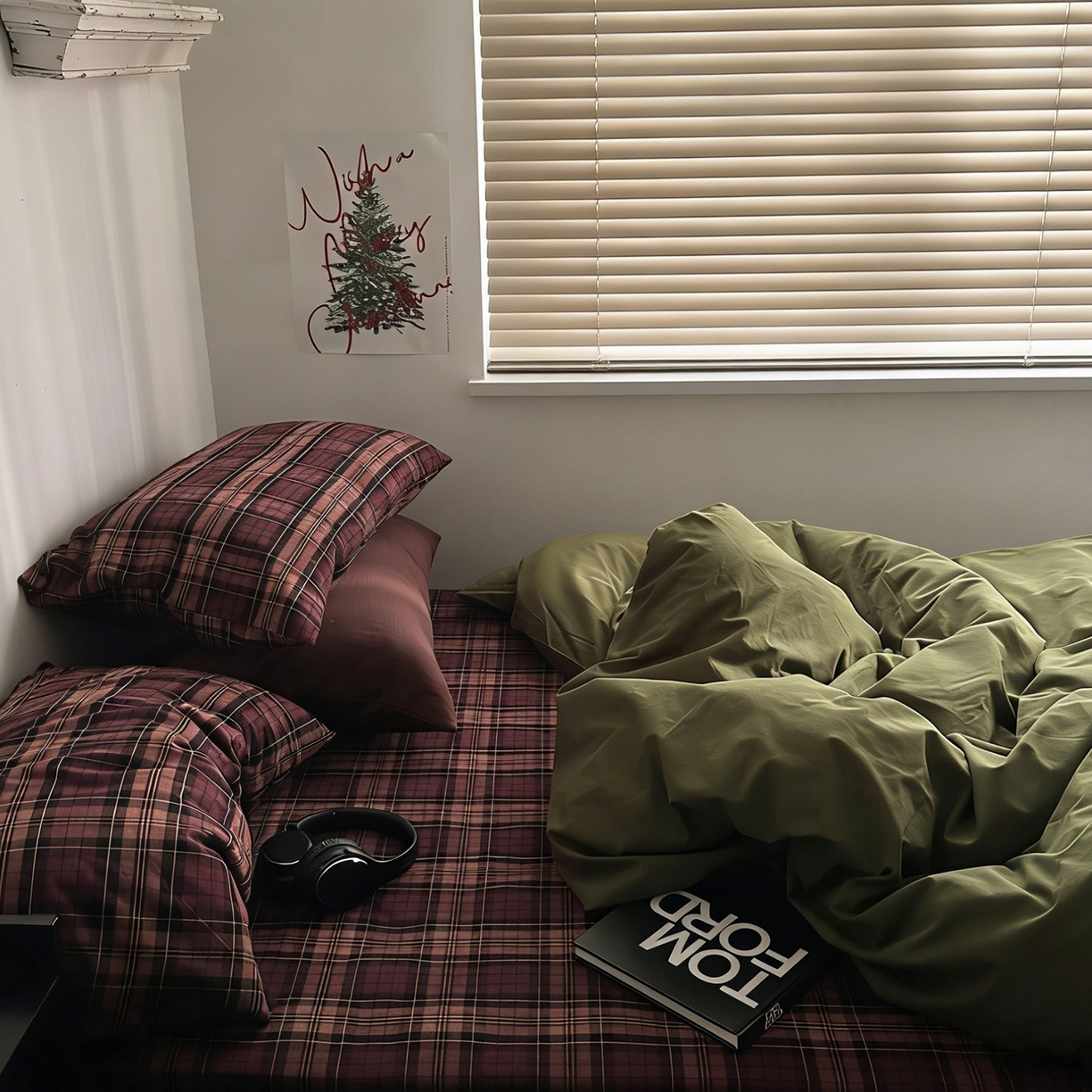 91家纺网 家纺一手货源 找家纺 柚可家居 2026新款色织水洗棉全棉四件套-一树生花 一树生花（枕套格子）