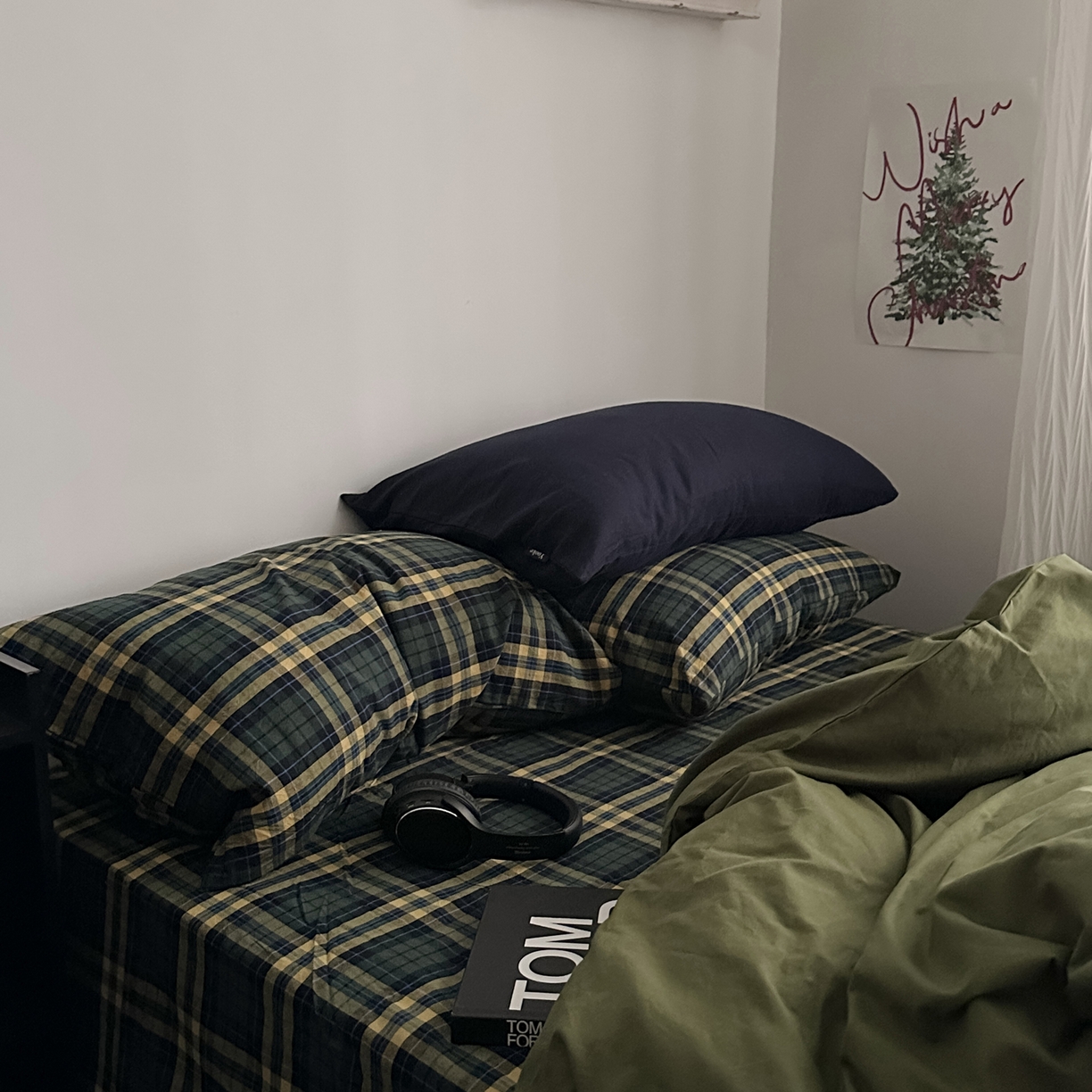 91家纺网 家纺一手货源 找家纺 柚可家居 2026新款色织水洗棉全棉四件套-浮生半日 浮生半日（枕套格子+藏蓝）