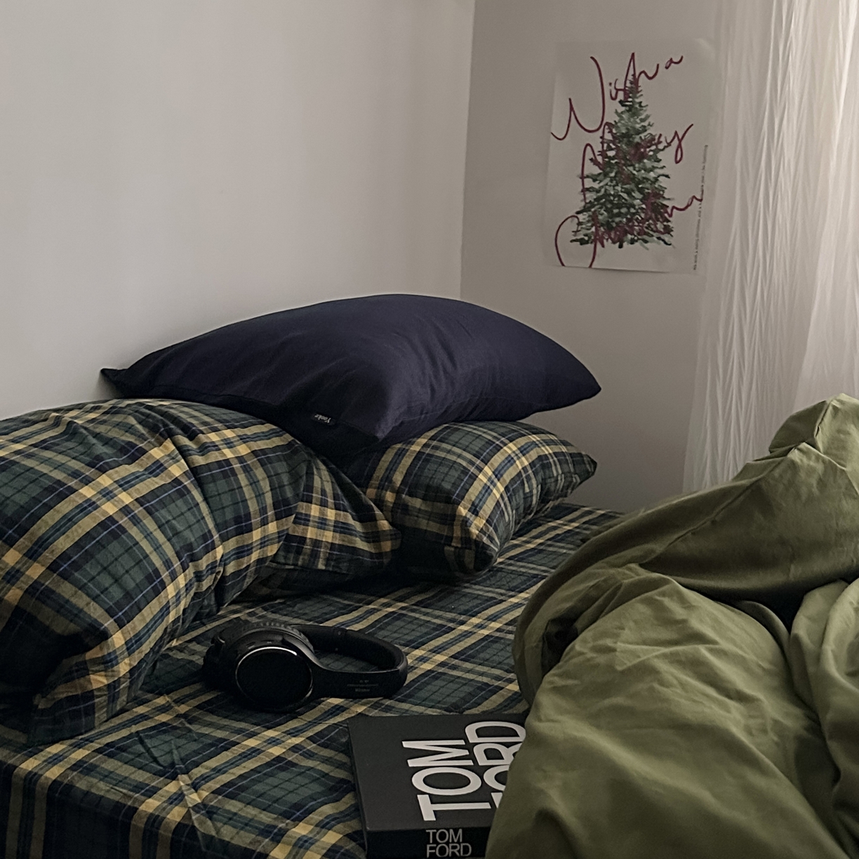 91家纺网 家纺一手货源 找家纺 柚可家居 2026新款色织水洗棉全棉四件套-浮生半日 浮生半日（枕套格子+藏蓝）