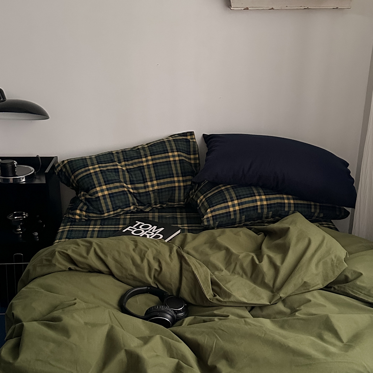 91家纺网 家纺一手货源 找家纺 柚可家居 2026新款色织水洗棉全棉四件套-浮生半日 浮生半日（枕套格子+藏蓝）