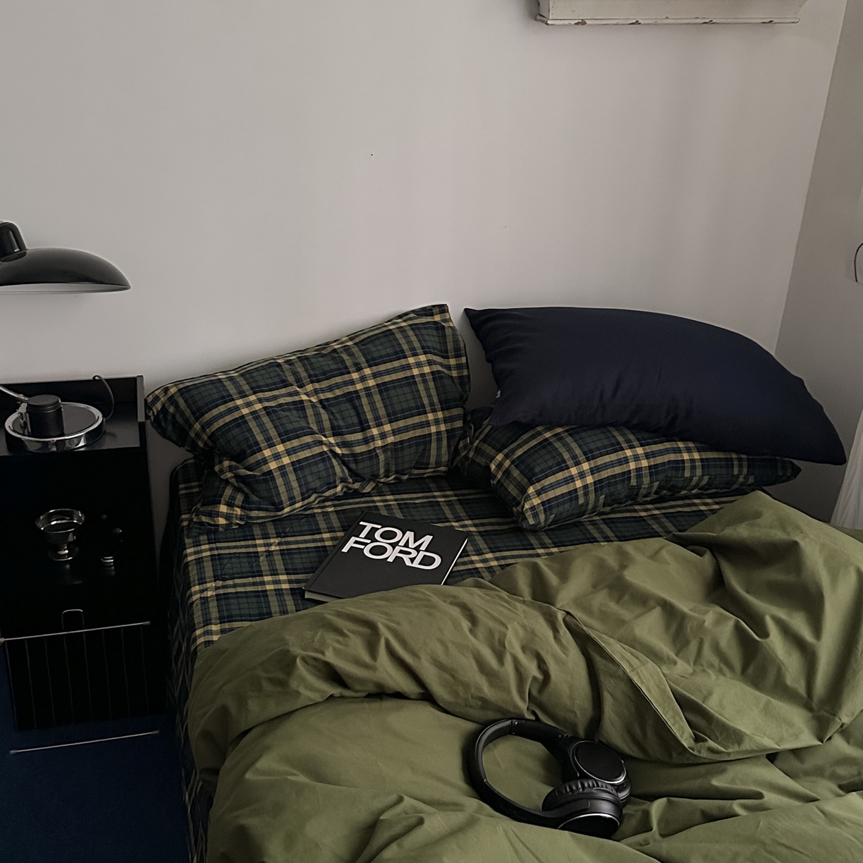 91家纺网 家纺一手货源 找家纺 柚可家居 2026新款色织水洗棉全棉四件套-浮生半日 浮生半日（枕套格子+藏蓝）