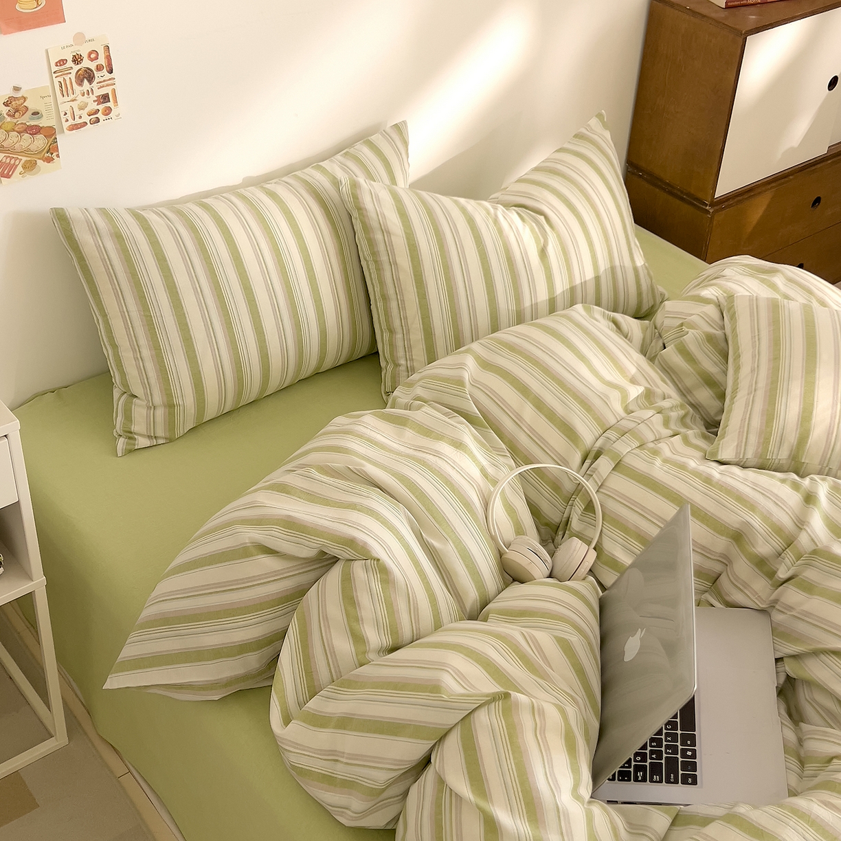 91家纺网 家纺一手货源 找家纺 （总）DoDo 兜兜 2026新款全棉纯棉A类条格水洗棉四件套-可定做尺寸