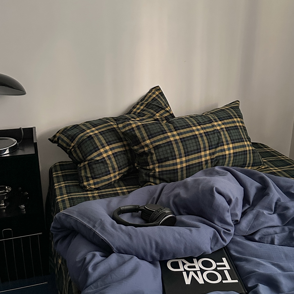 91家纺网 家纺一手货源 找家纺 柚可家居 2025新款40支色织水洗棉四件套-尼维格调 尼维格调（枕套越蓝+格子）