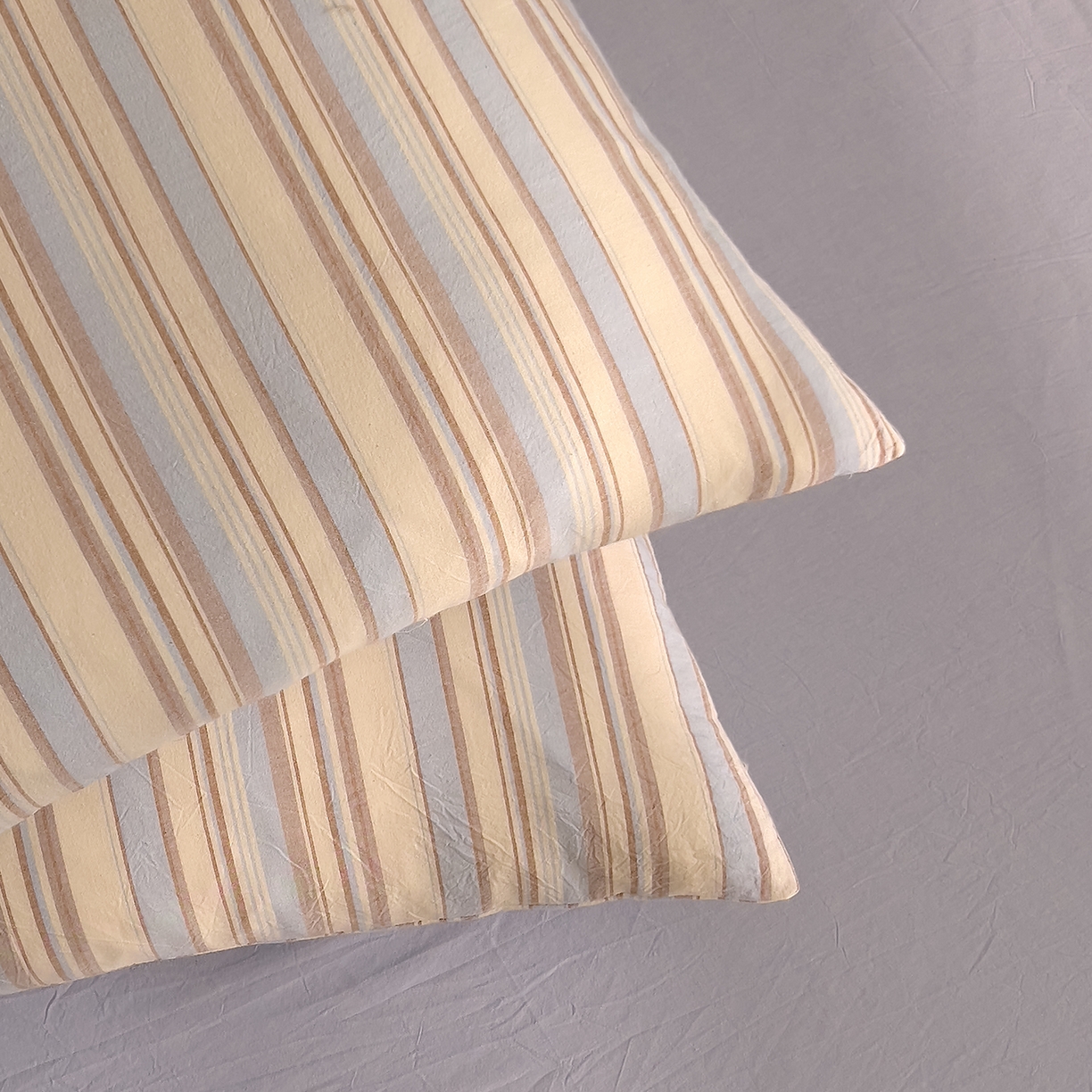 91家纺网 家纺一手货源 找家纺 DoDo 兜兜 2026新款全棉纯棉A类条格水洗棉四件套-可定做尺寸 左岸-蓝