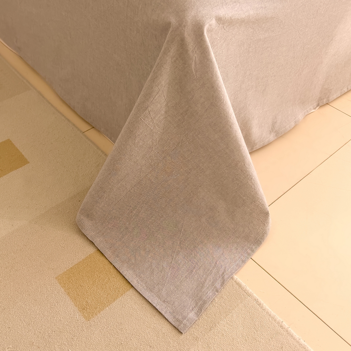 91家纺网 家纺一手货源 找家纺 DoDo 兜兜 2026新款全棉纯棉A类条格水洗棉四件套-可定做尺寸 禾里-灰粉