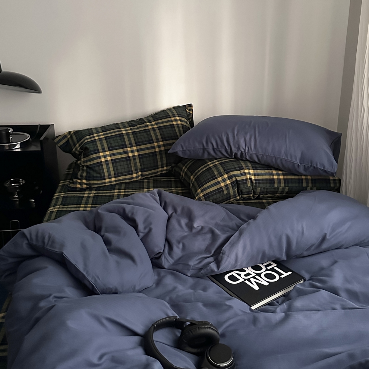 91家纺网 家纺一手货源 找家纺 柚可家居 2026新款色织水洗棉全棉四件套-加减生活 加减生活（枕套格子+鸢尾兰）