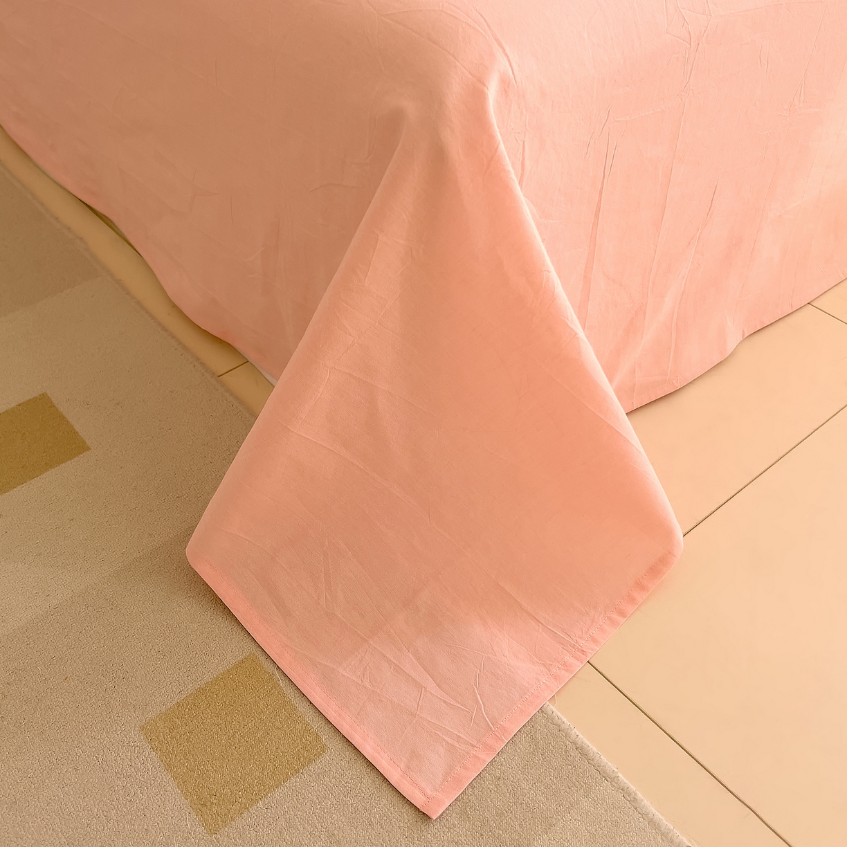 91家纺网 家纺一手货源 找家纺 DoDo 兜兜 2026新款全棉纯棉A类条格水洗棉四件套-可定做尺寸 且乐-粉