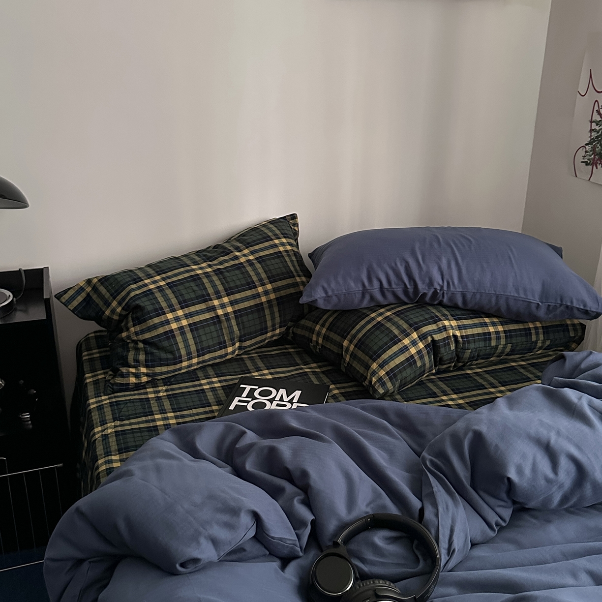 91家纺网 家纺一手货源 找家纺 柚可家居 2026新款色织水洗棉全棉四件套-加减生活 加减生活（枕套格子+鸢尾兰）