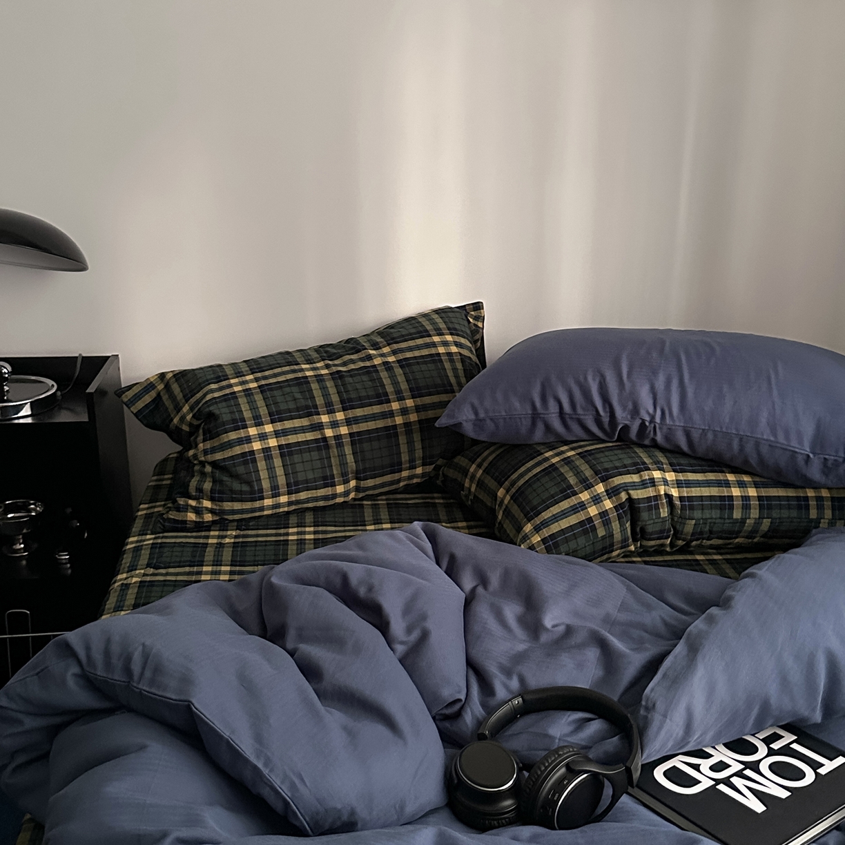 91家纺网 家纺一手货源 找家纺 柚可家居 2026新款色织水洗棉全棉四件套-加减生活 加减生活（枕套格子+鸢尾兰）