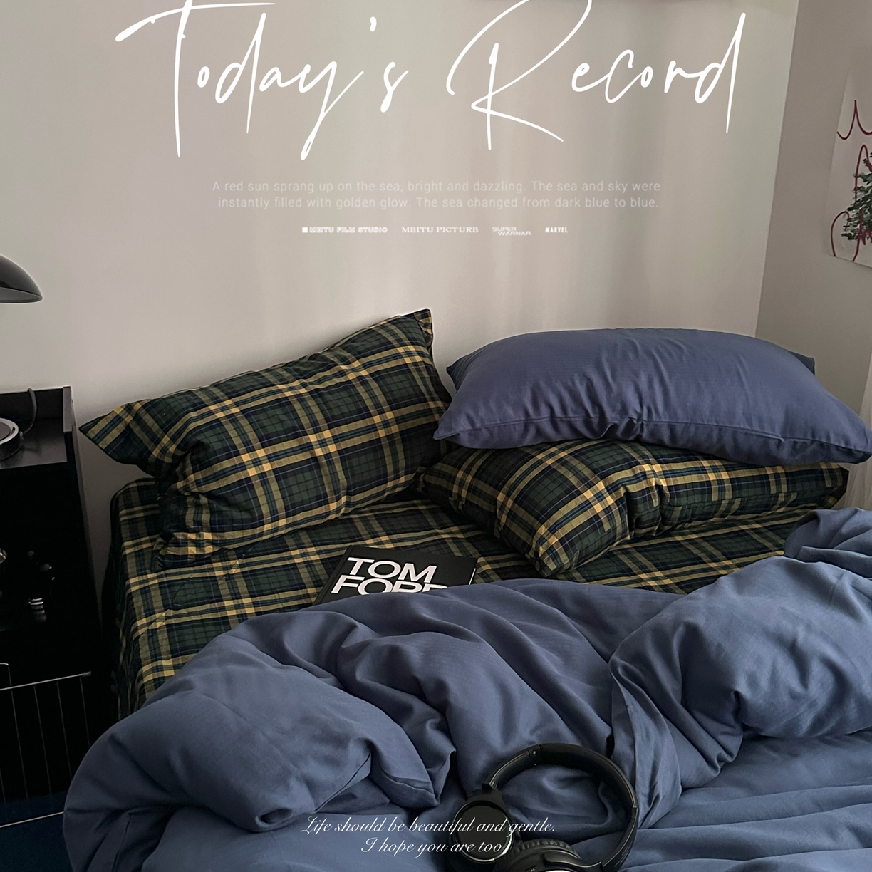 91家纺网 家纺一手货源 找家纺 柚可家居 2026新款色织水洗棉全棉四件套-加减生活 加减生活（枕套格子+鸢尾兰）