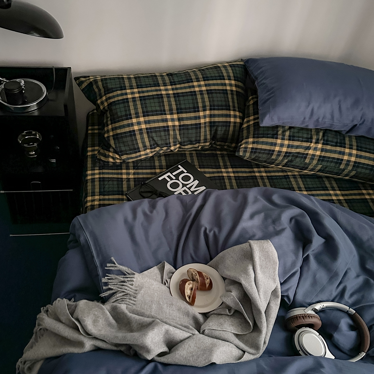 91家纺网 家纺一手货源 找家纺 柚可家居 2026新款色织水洗棉全棉四件套-加减生活 加减生活（枕套格子+鸢尾兰）