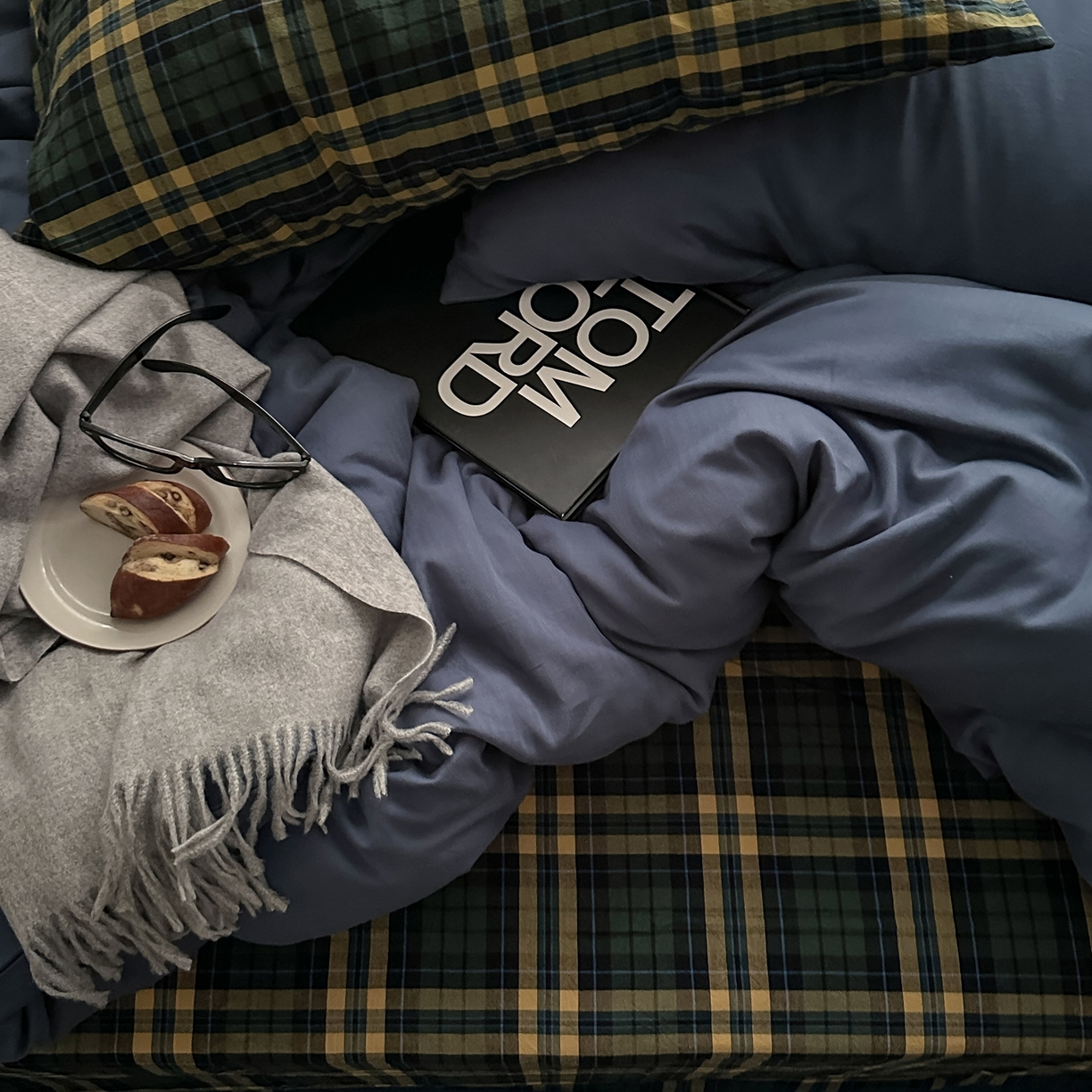 91家纺网 家纺一手货源 找家纺 柚可家居 2026新款色织水洗棉全棉四件套-加减生活 加减生活（枕套格子）