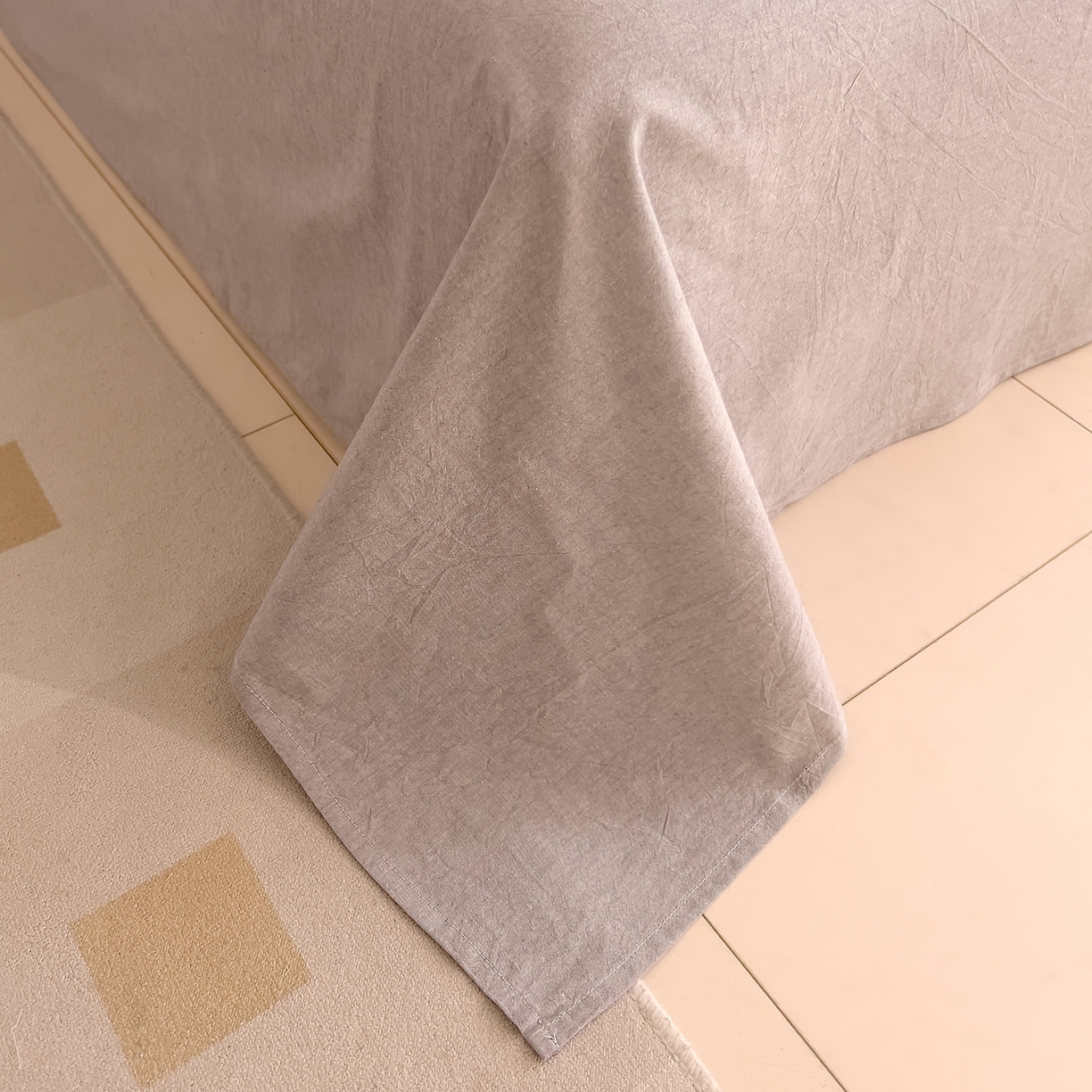 91家纺网 家纺一手货源 找家纺 DoDo 兜兜 2026新款全棉纯棉A类条格水洗棉四件套-可定做尺寸 可可奈-烟灰