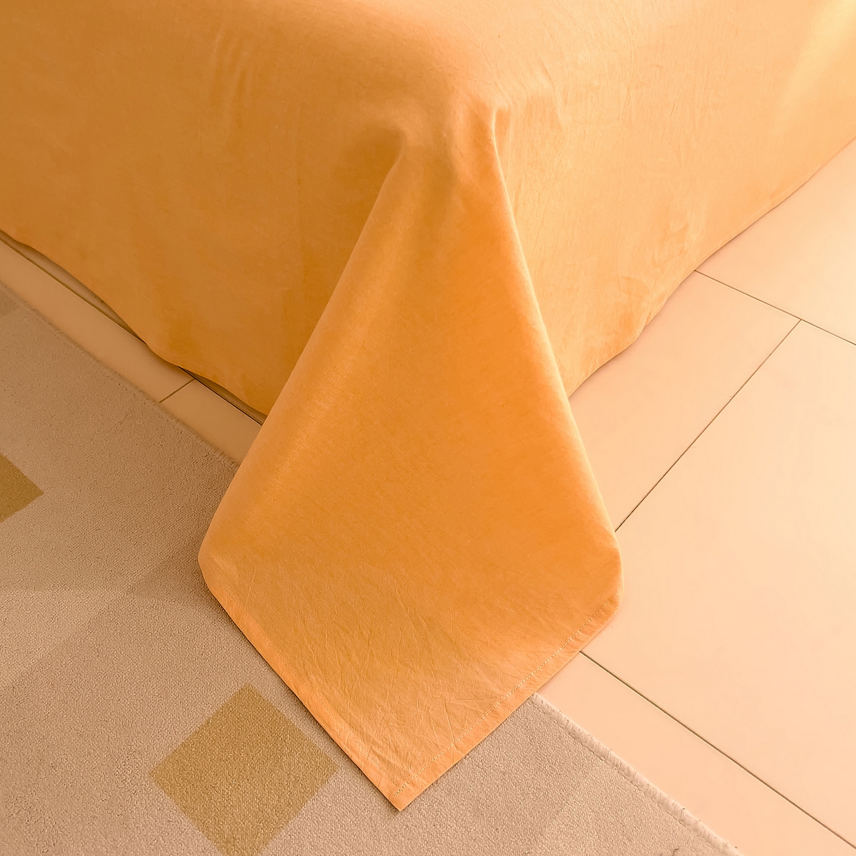 91家纺网 家纺一手货源 找家纺 DoDo 兜兜 2026新款全棉纯棉A类条格水洗棉四件套-可定做尺寸 半棠-桔