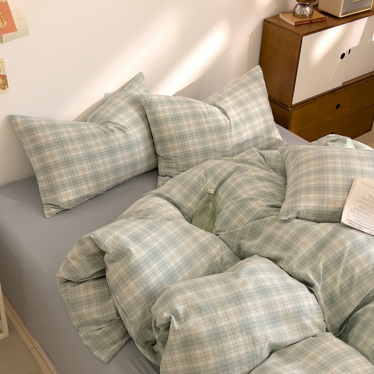 DoDo 兜兜 2026新款全棉纯棉A类条格水洗棉四件套-可定做尺寸 可可奈-天青