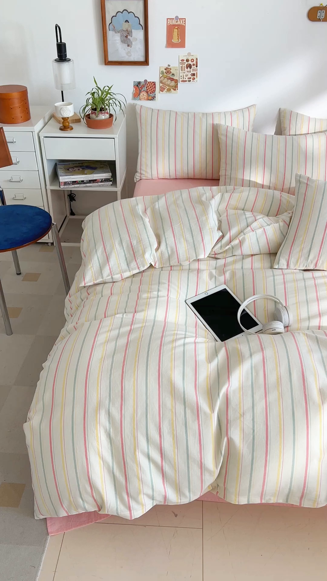 91家纺网 家纺一手货源 找家纺 DoDo 兜兜 2026新款全棉纯棉A类条格水洗棉四件套-可定做尺寸 且乐-粉