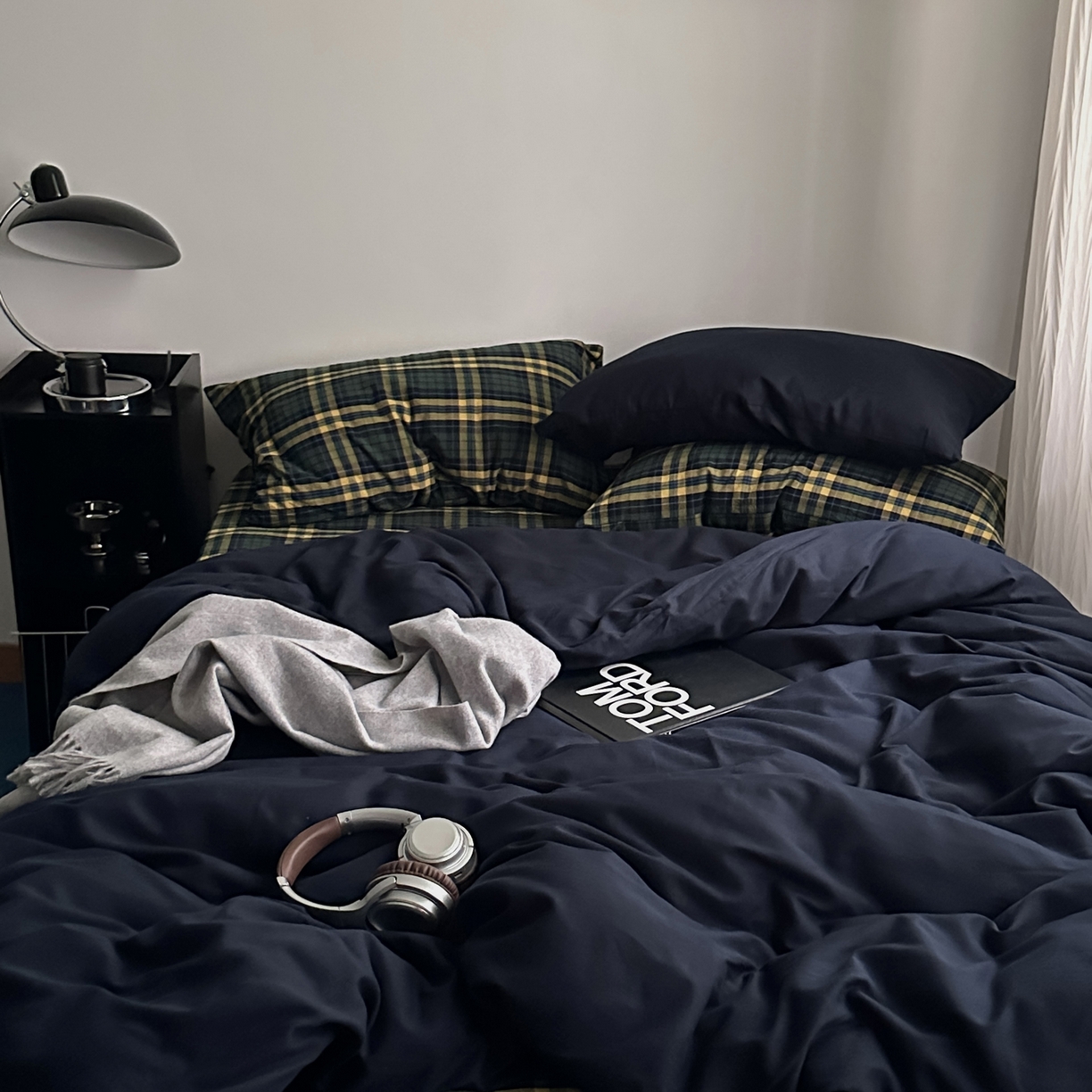 91家纺网 家纺一手货源 找家纺 （总）柚可家居 2026新款色织水洗棉全棉四件套-又见深蓝