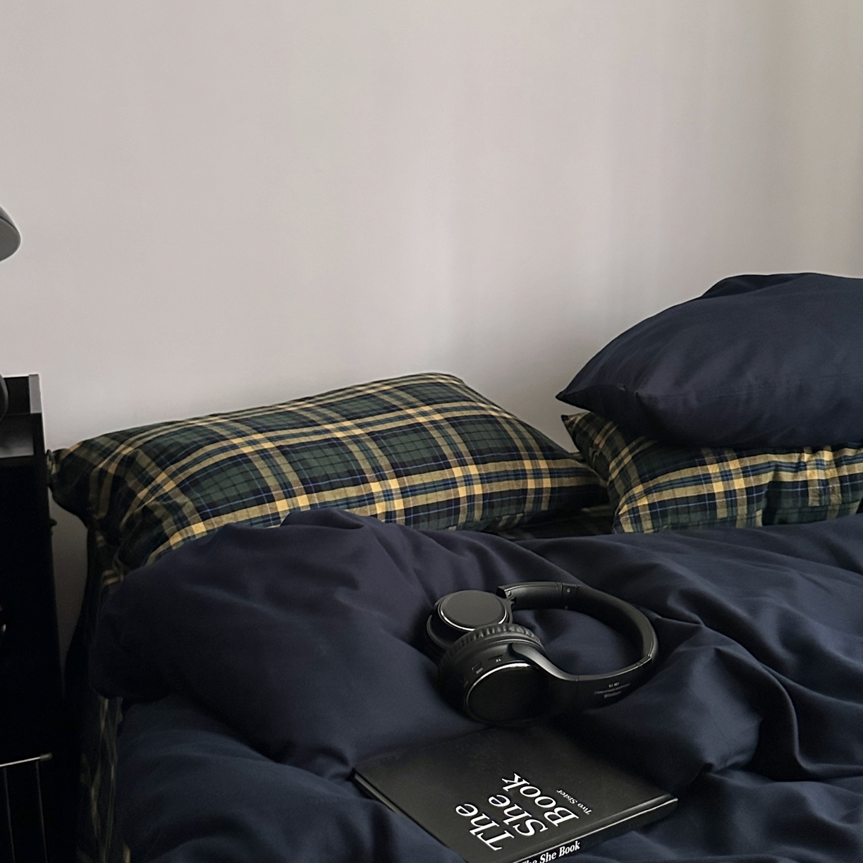 91家纺网 家纺一手货源 找家纺 柚可家居 2026新款色织水洗棉全棉四件套-又见深蓝 又见深蓝（格子+藏蓝）