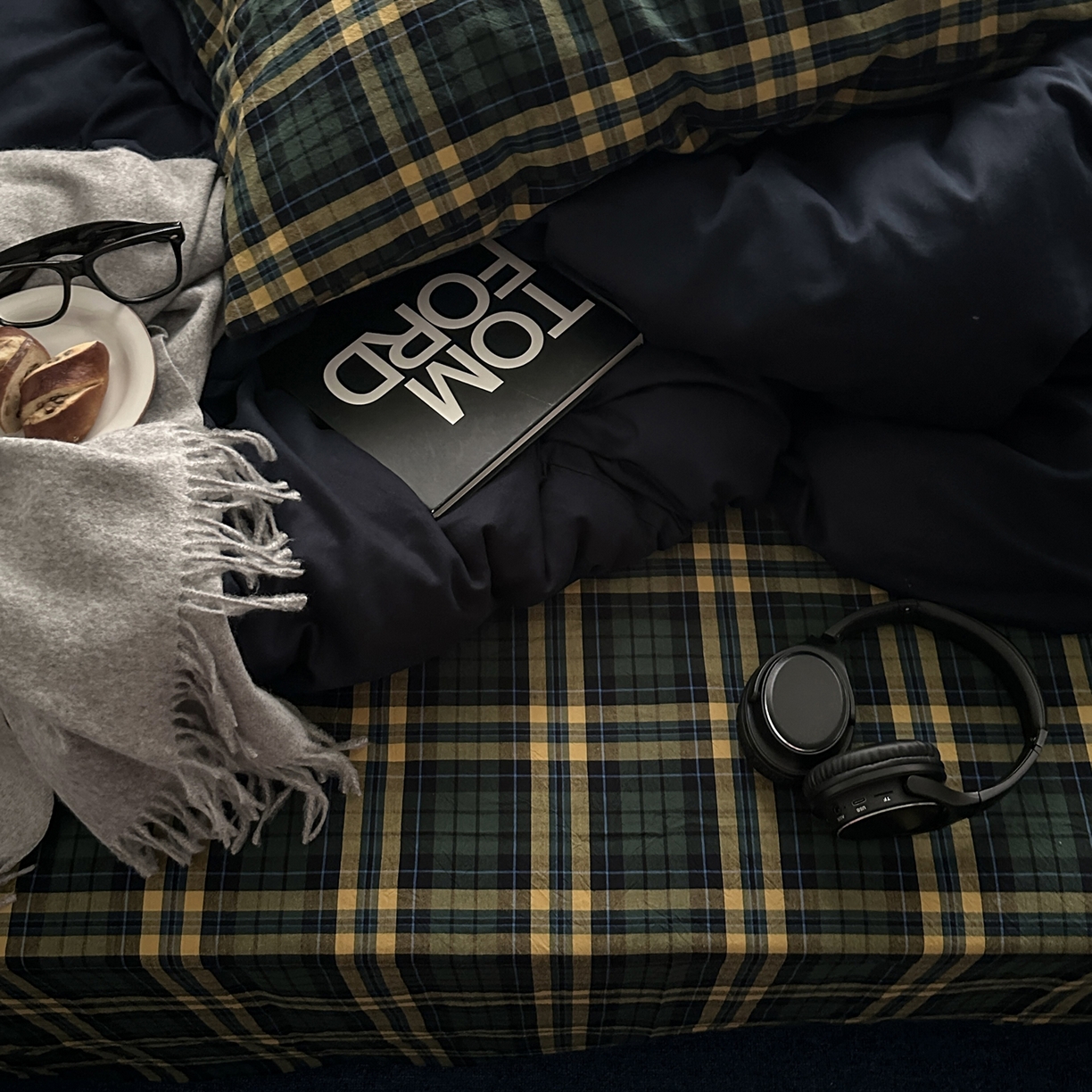 91家纺网 家纺一手货源 找家纺 柚可家居 2026新款色织水洗棉全棉四件套-又见深蓝 又见深蓝（格子）