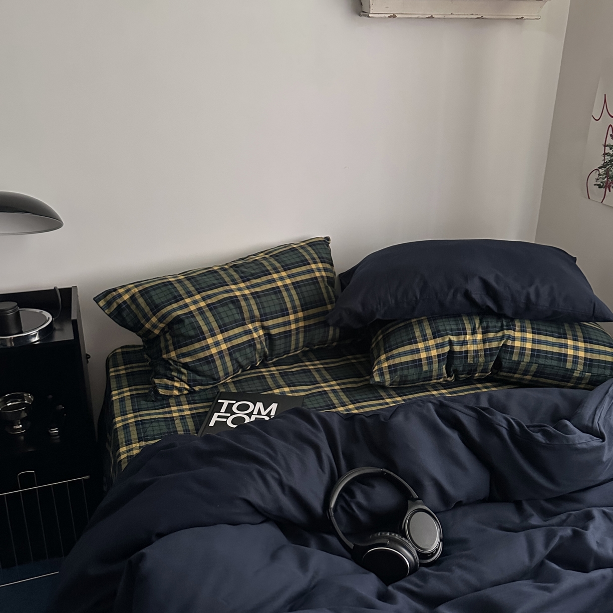 91家纺网 家纺一手货源 找家纺 柚可家居 2026新款色织水洗棉全棉四件套-又见深蓝 又见深蓝（格子+藏蓝）