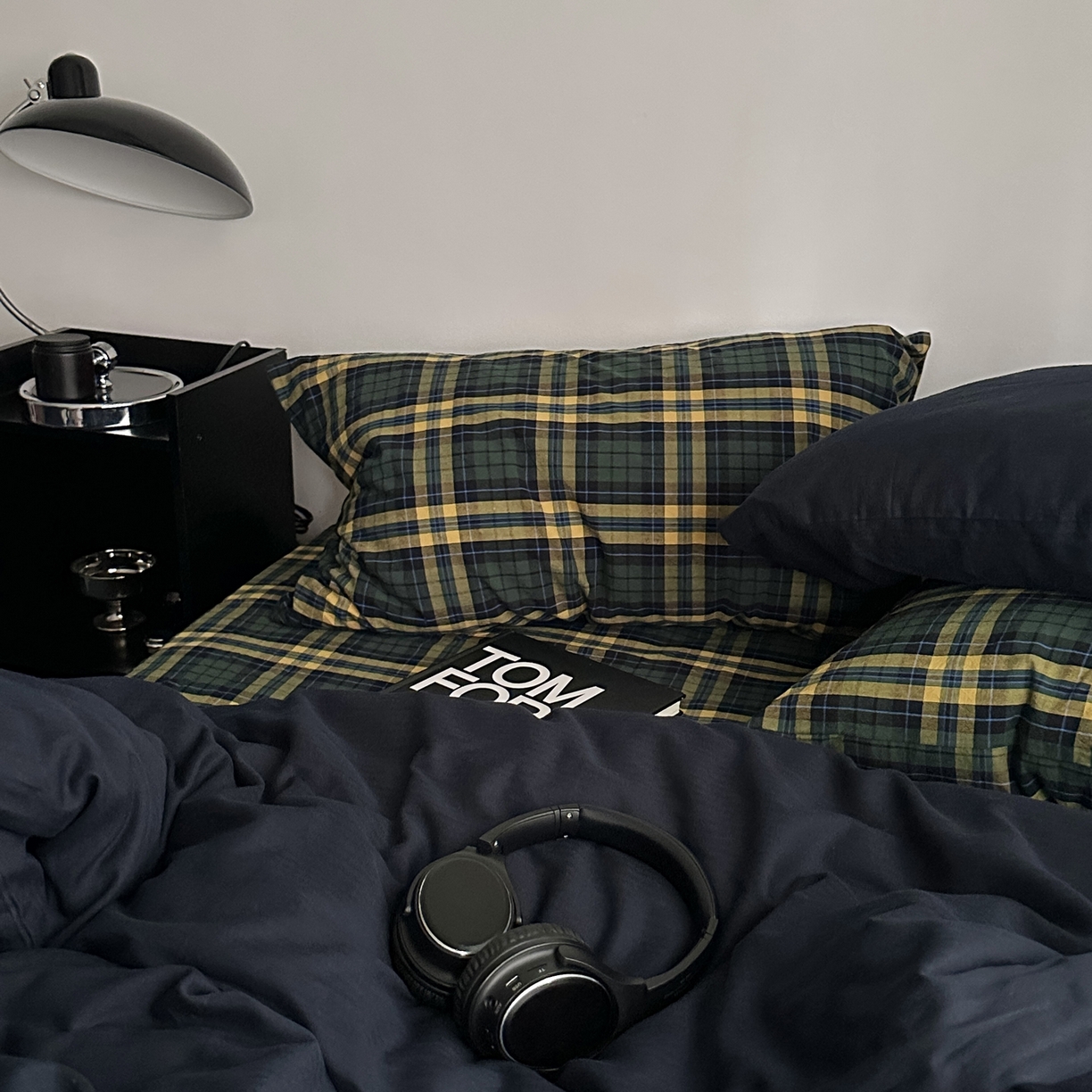 91家纺网 家纺一手货源 找家纺 柚可家居 2026新款色织水洗棉全棉四件套-又见深蓝 又见深蓝（格子+藏蓝）