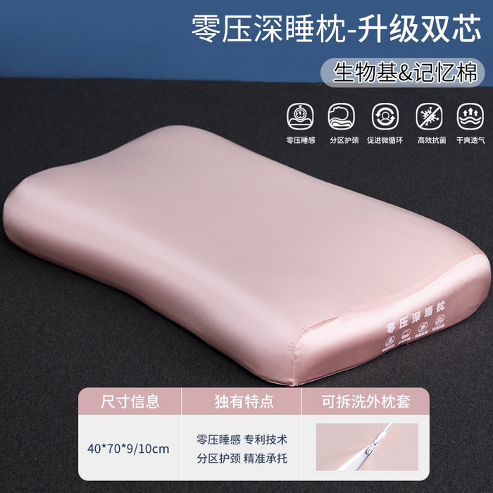 纳斯顿家纺 2026新款罗莱同款双芯深睡枕枕头枕芯 粉