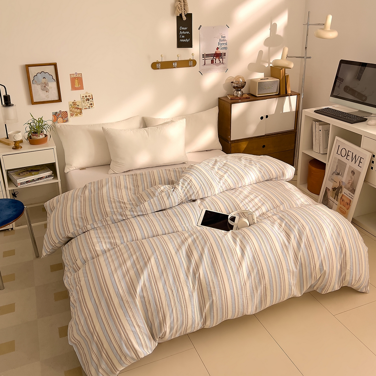 91家纺网 家纺一手货源 找家纺 （总）DoDo 兜兜 2026新款全棉纯棉A类条格水洗棉单被套被套单件-可定做尺寸