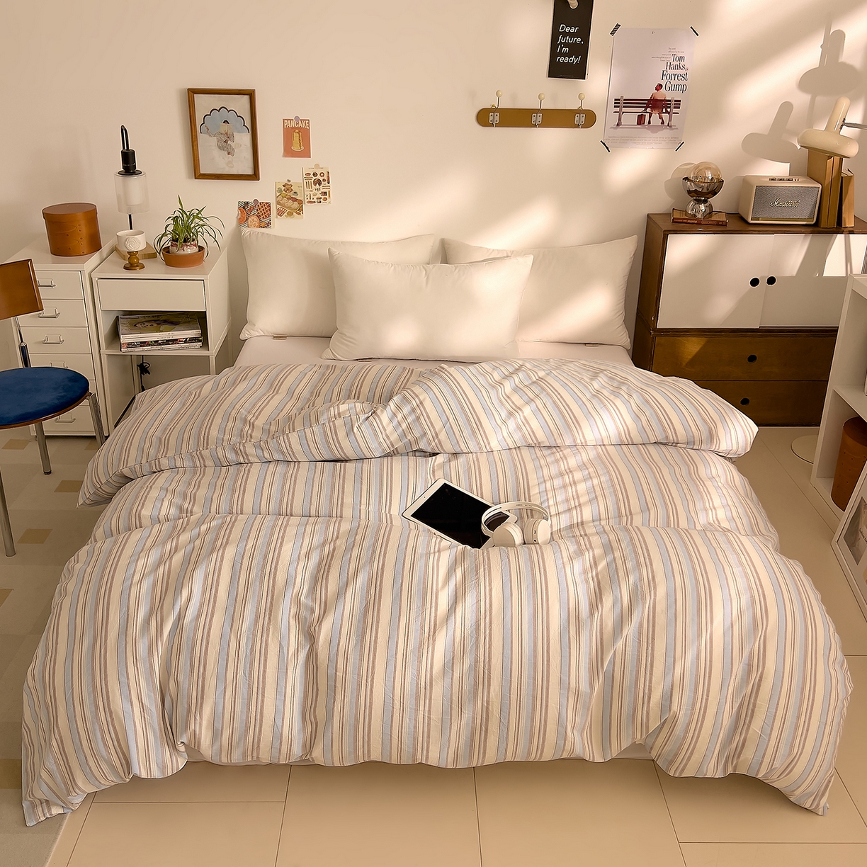 91家纺网 家纺一手货源 找家纺 （总）DoDo 兜兜 2026新款全棉纯棉A类条格水洗棉单被套被套单件-可定做尺寸