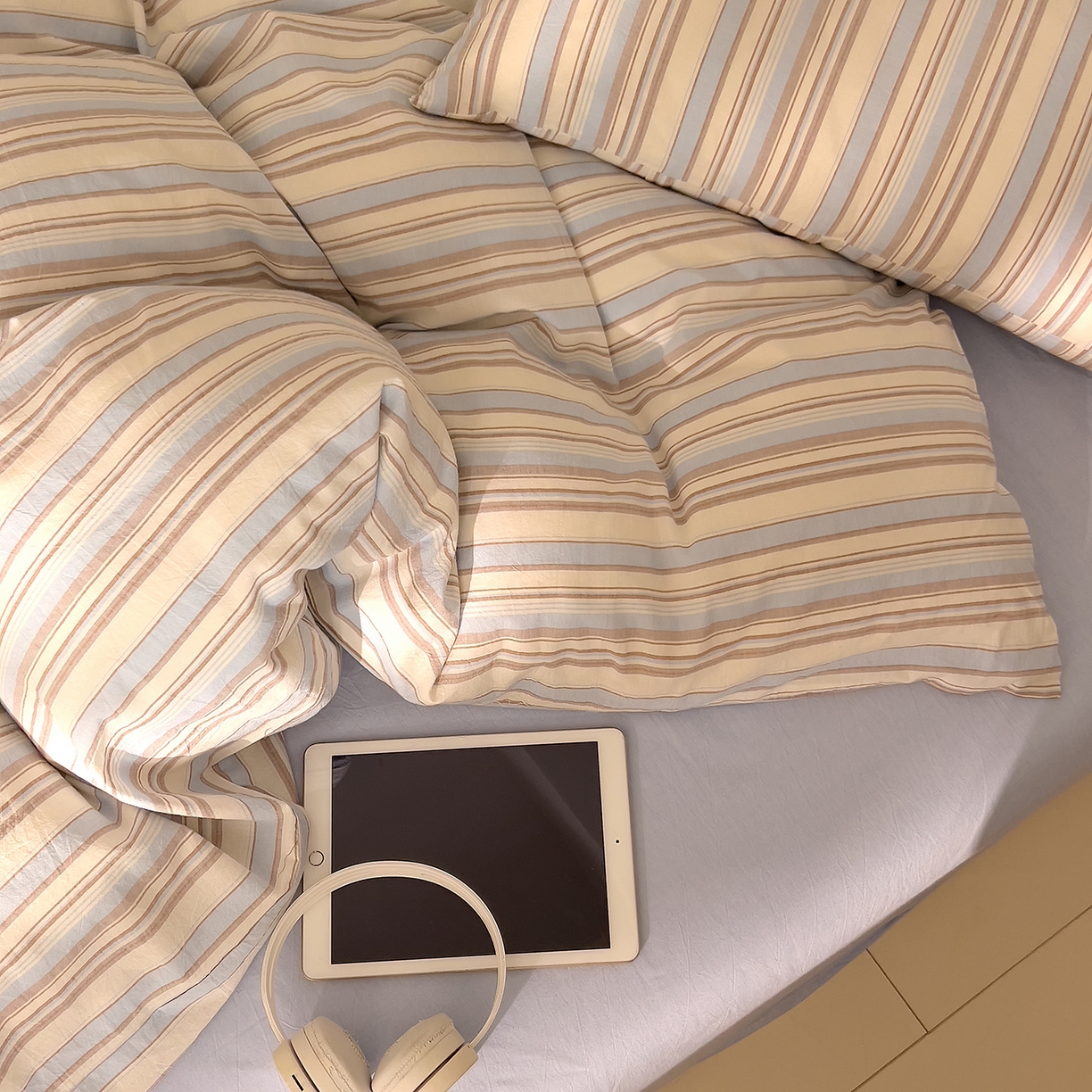 91家纺网 家纺一手货源 找家纺 （总）DoDo 兜兜 2026新款全棉纯棉A类条格水洗棉单被套被套单件-可定做尺寸