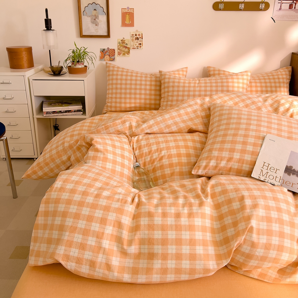 91家纺网 家纺一手货源 找家纺 （总）DoDo 兜兜 2026新款全棉纯棉A类条格水洗棉单被套被套单件-可定做尺寸