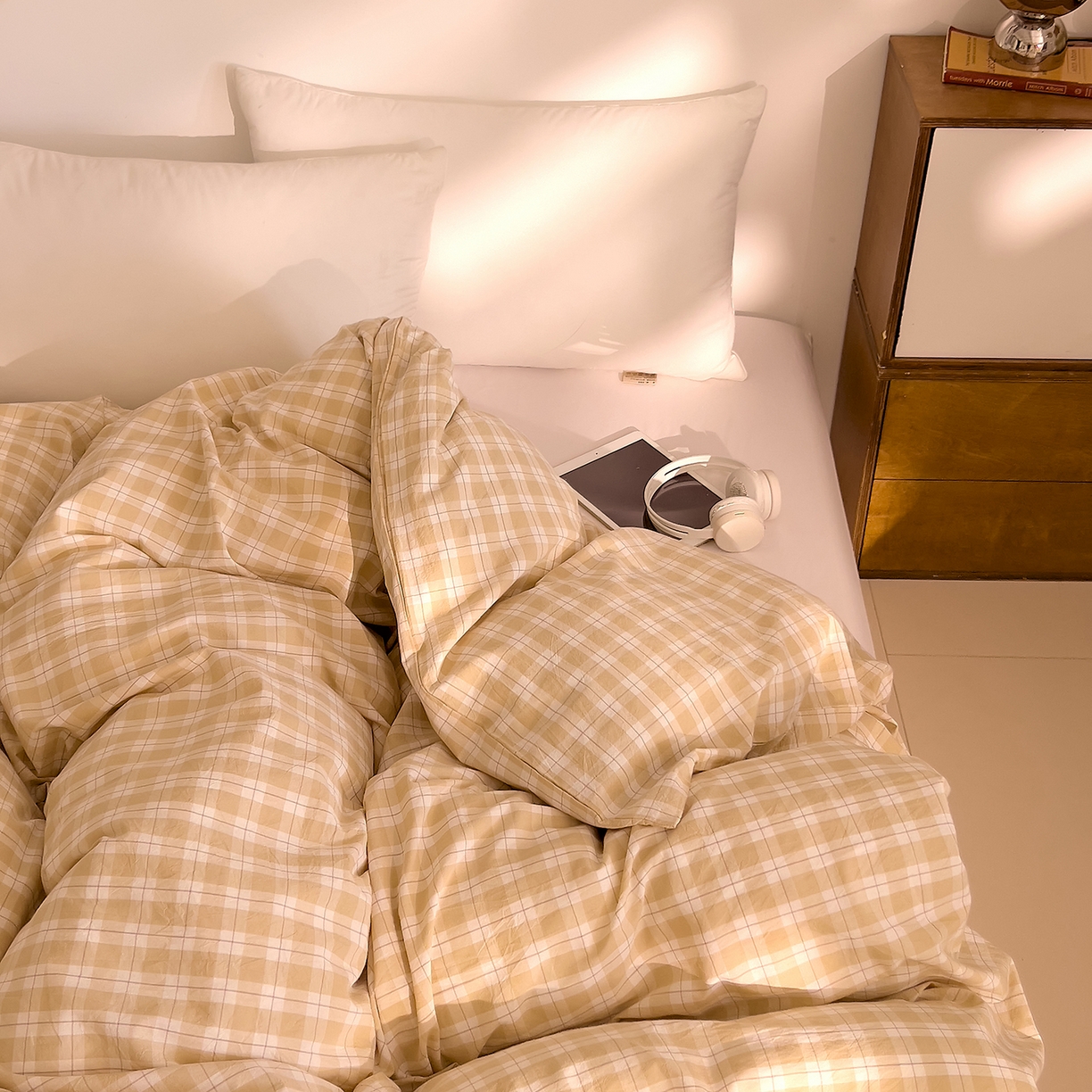 91家纺网 家纺一手货源 找家纺 DoDo 兜兜 2026新款全棉纯棉A类条格水洗棉单被套被套单件-可定做尺寸 半棠-卡其